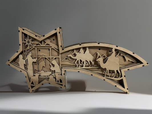 Lighted Wood Star Nativity